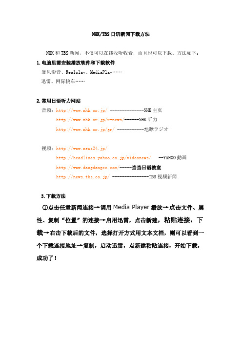 NHKTBS日语新闻下载方法