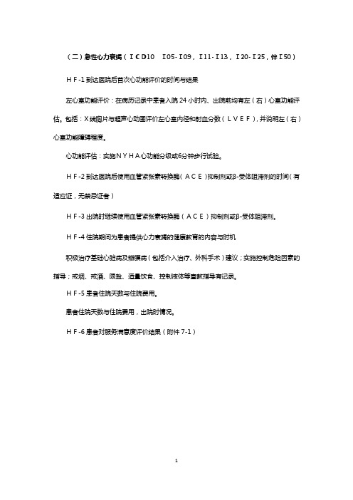 急性心力衰竭(ICD10  I05-I09,I11-I13,I20-I25,伴I50)