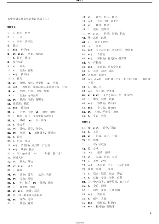 高中英语必修五单词表汉语版