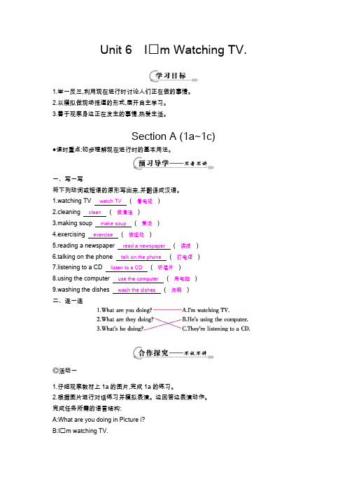 新目标七年级英语下第六单元Section A (1a~1c)导学案