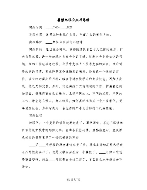 暑假电视台实习总结（2篇）