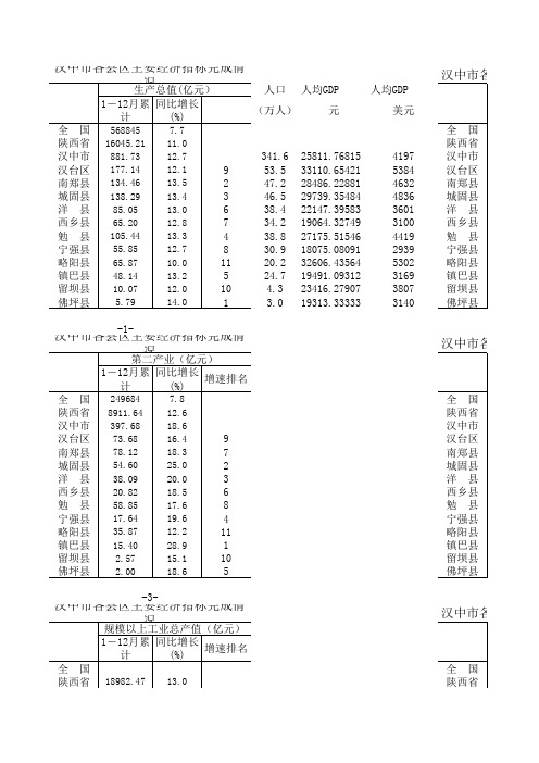 2013汉中经济