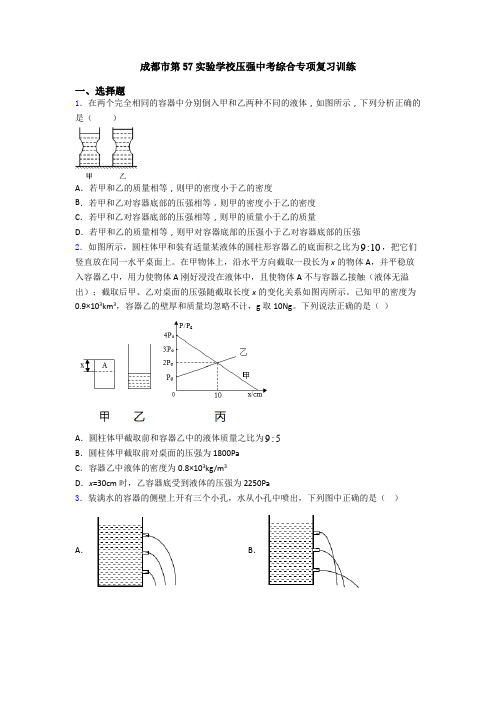 成都市第57实验学校压强中考综合专项复习训练