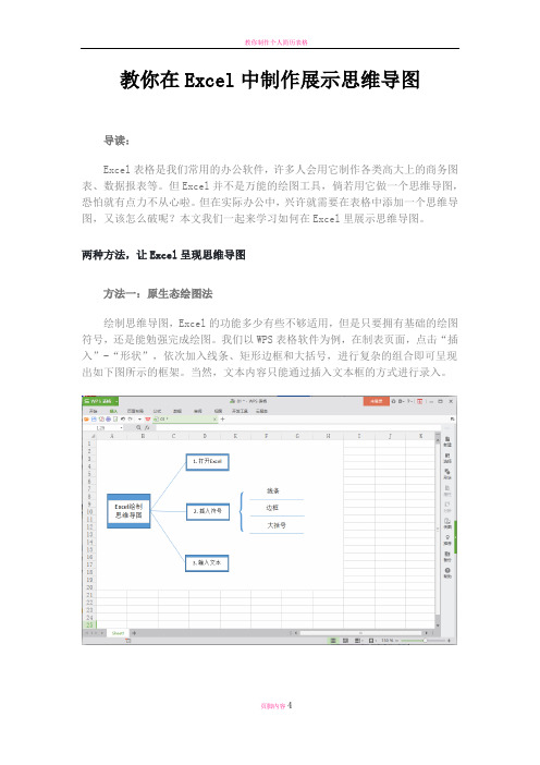 教你在Excel中制作展示思维导图