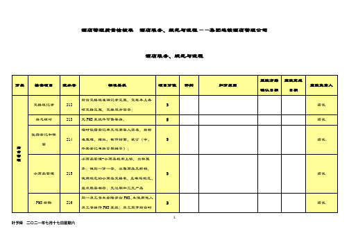 酒店管理质量检核表  酒店服务、规范与流程——集团连锁酒店管理公司2035(叶予舜)