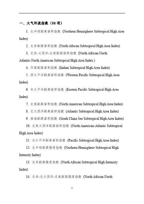 一、大气环流指数(88项)