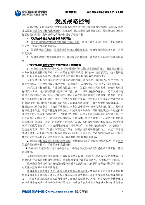 会计领军人才讲义—发展战略控制【应试精华会计网校】