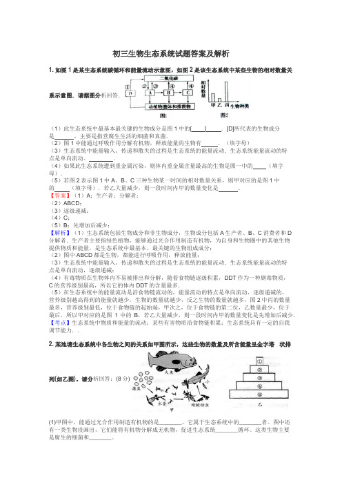 初三生物生态系统试题答案及解析
