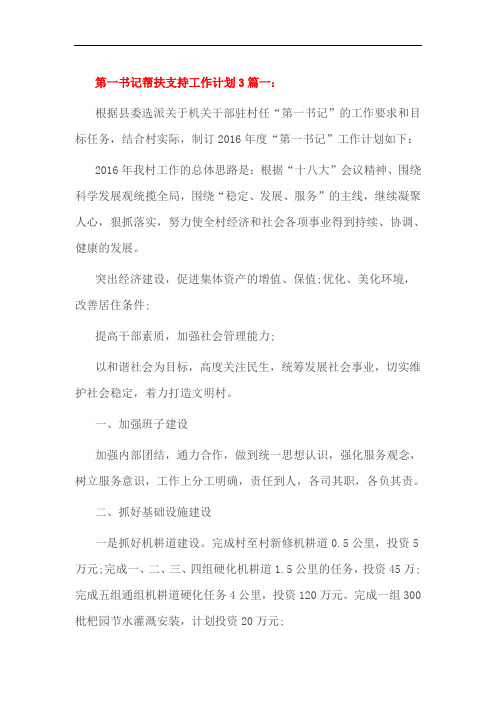 第一书记帮扶支持工作计划3篇一