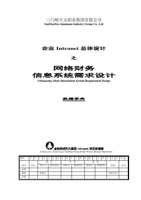 网络财务信息系统需求设计数据字典