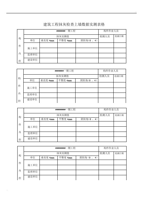 建筑工程抹灰检查实测上墙数据表格