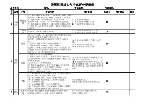 二.1.采煤机司机实作考试评分记录表(1)