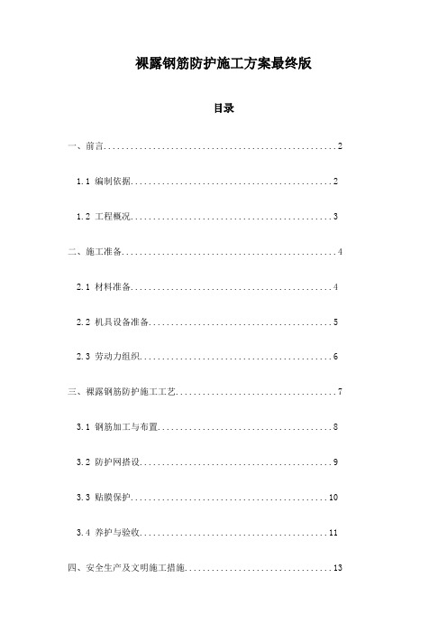 裸露钢筋防护施工方案最终版