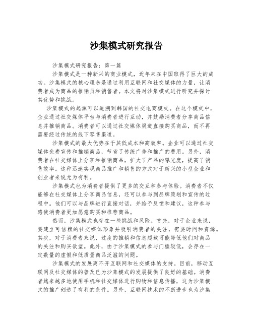 沙集模式研究报告