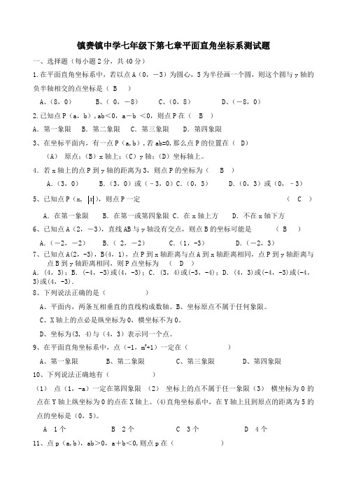 吉林省镇赉县镇赉镇中中学2012-2013七年级下第六章测试题