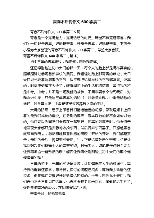 青春不后悔作文600字高二