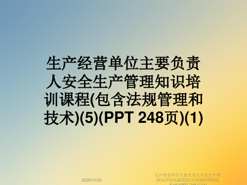 生产经营单位主要负责人安全生产管理知识培训课程(包含法规管理和技术)(5)(PPT 248页)(1)