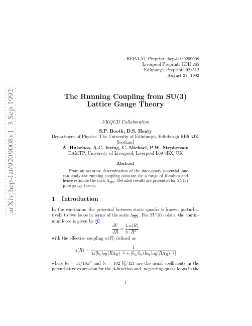 The Running Coupling from SU(3) Lattice Gauge Theory