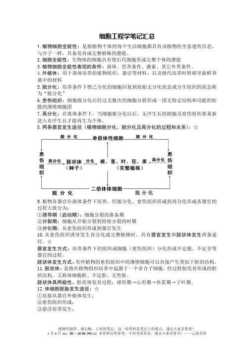 细胞工程学笔记汇总