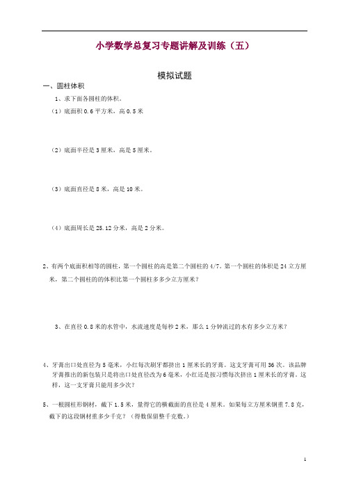 小升初总复习数学归类讲解及训练-通用版(中-含答案)