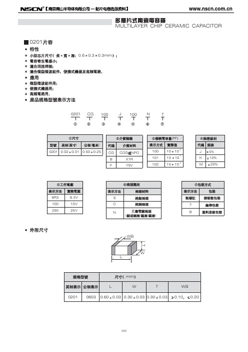 风华高科0201贴片电容规格书