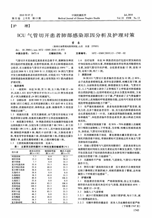 ICU气管切开患者肺部感染原因分析及护理对策