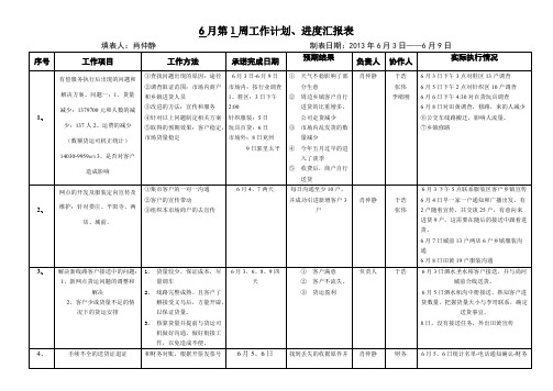 6月每周工作计划、进度汇报表