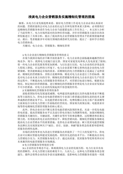 浅谈电力企业营销服务实施精细化管理的措施