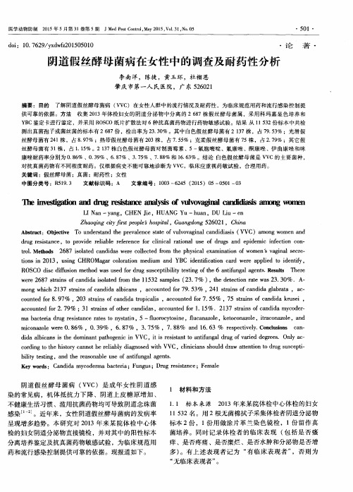 阴道假丝酵母菌病在女性中的调查及耐药性分析