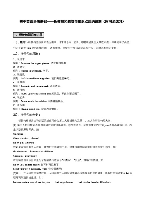 初中英语语法基础 ——祈使句和感叹句知识点总结归纳讲解(附同步练习)  (无答案)