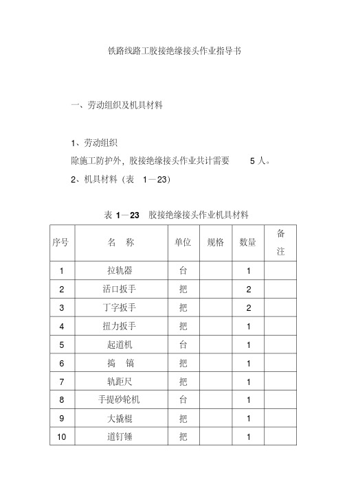 铁路线路工胶接绝缘接头作业指导书