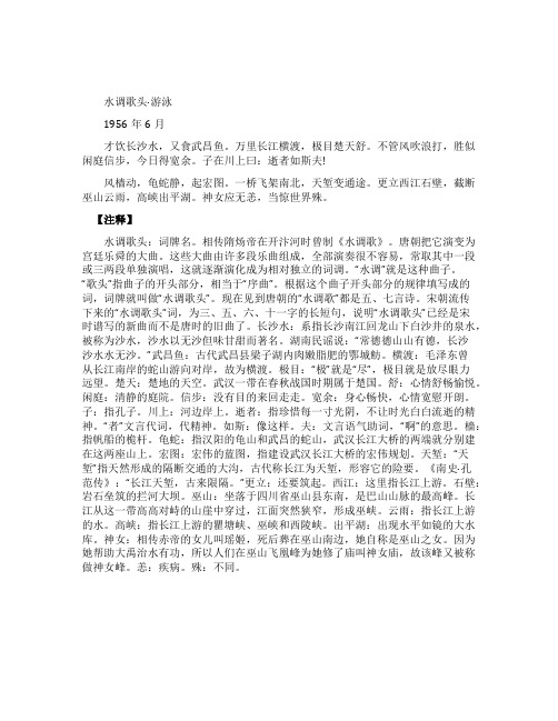 水调歌头游泳原文及赏析