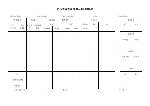 矿山查明资源储量台帐各类表格