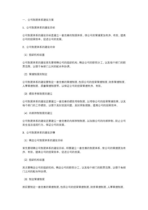 公司制度体系建设方案