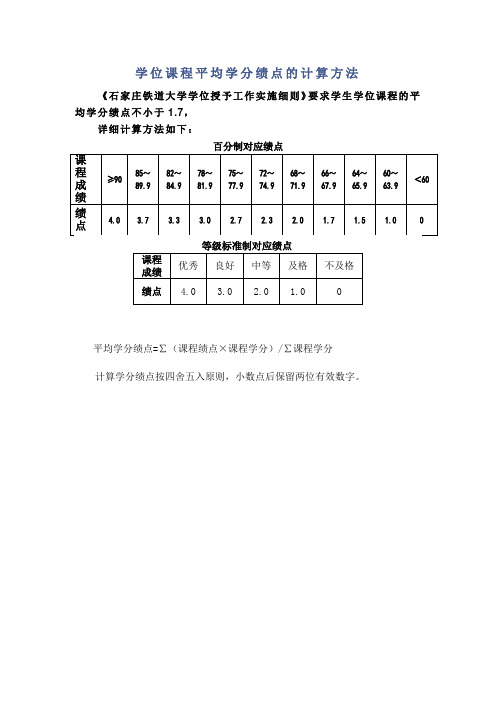 绩点  学位课程平均学分绩点的计算方法