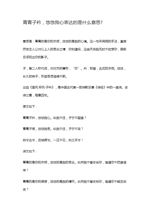 青青子衿悠悠我心的深意