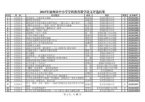 池教研[2015]31号附件   2015年池州市中小学论文评选结果(附件)