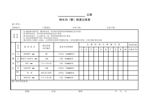 排水沟(管)检查记录表