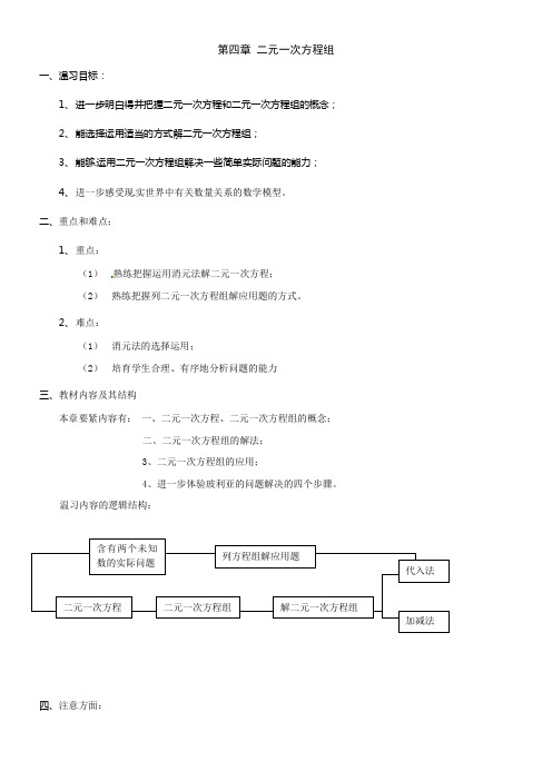 浙教版初中数学七年级下册全册教案第四章二元一次方程组