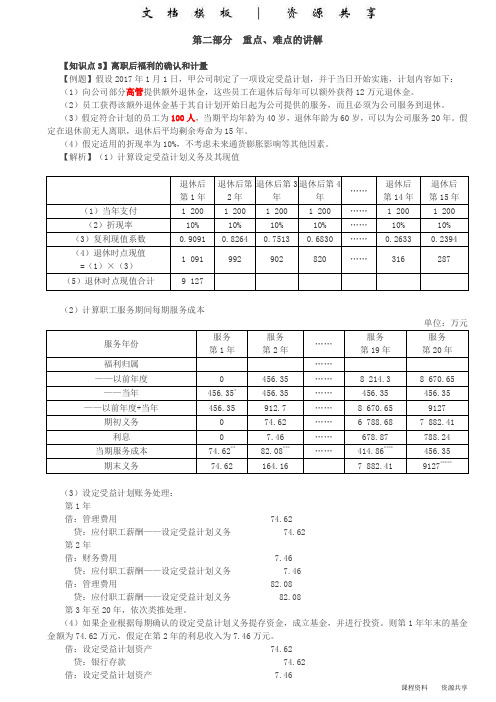 课程资料：第25讲_离职后福利的确认和计量(2),辞退福利的确认和计量,其他长期职工福利的确认和计量