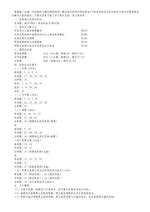 考研政治出题规则：题型分析及占比