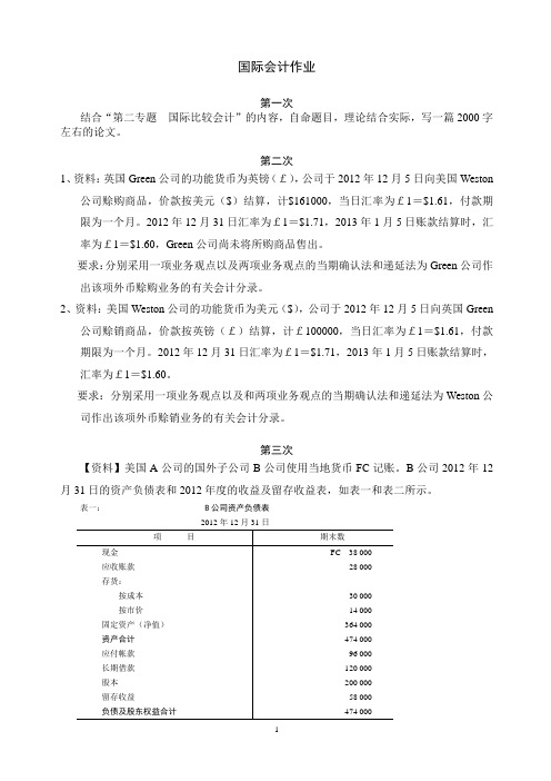 国际会计作业