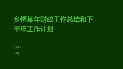 乡镇某年财政工作总结和下半年工作计划