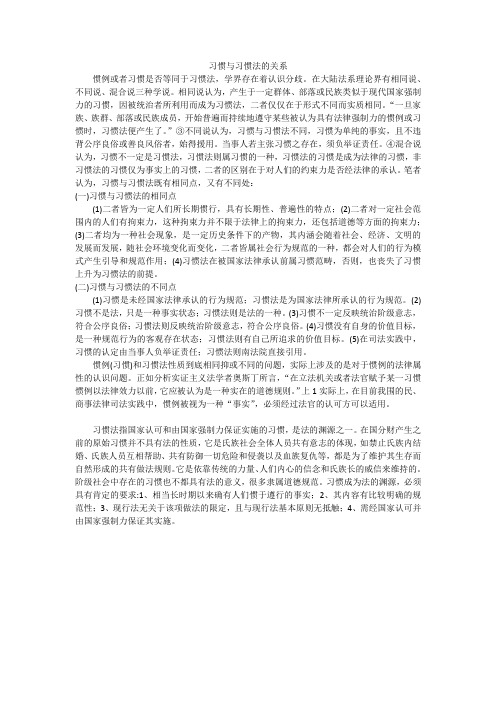 习惯与习惯法的关系