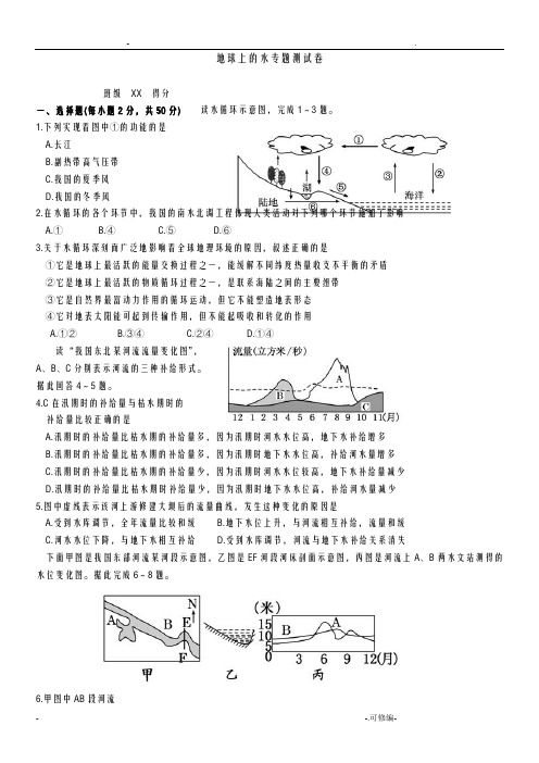 高2016级高考地理一轮复习地球上的水试卷