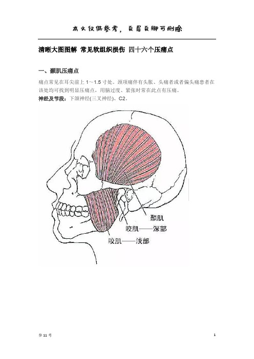 清晰大图图解 常见软组织损伤 四十六个压痛点(借鉴参照)