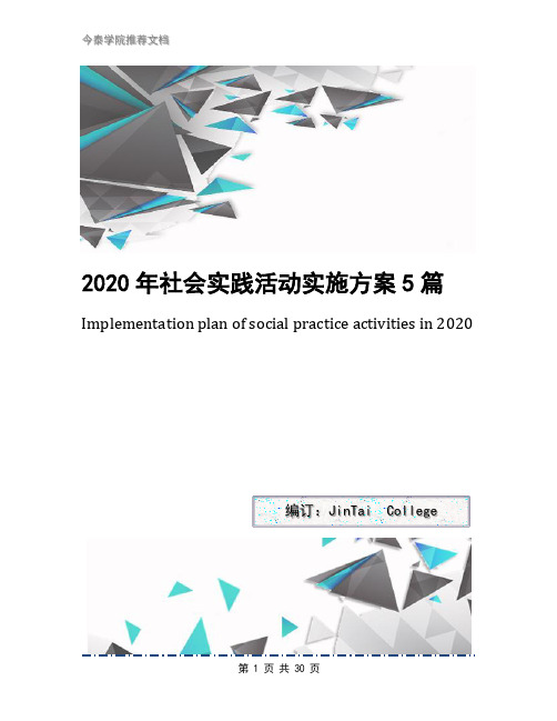 2020年社会实践活动实施方案5篇