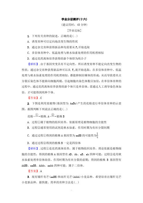 精选人教版高中生物必修二练习：第6章 第1节 杂交育种与诱变育种 学业分层测评16 Word人教版含解析