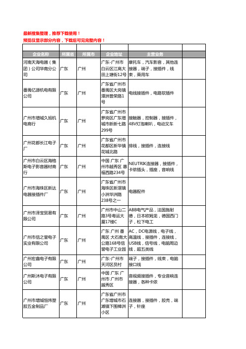 新版广东省广州接插件工商企业公司商家名录名单联系方式大全265家