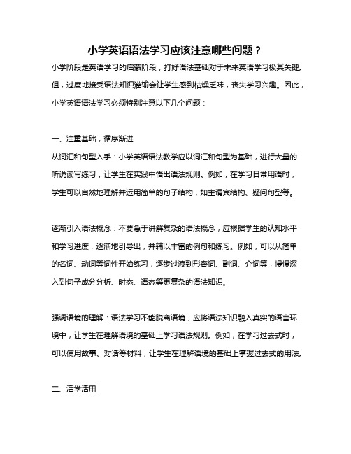 小学英语语法学习应该注意哪些问题？